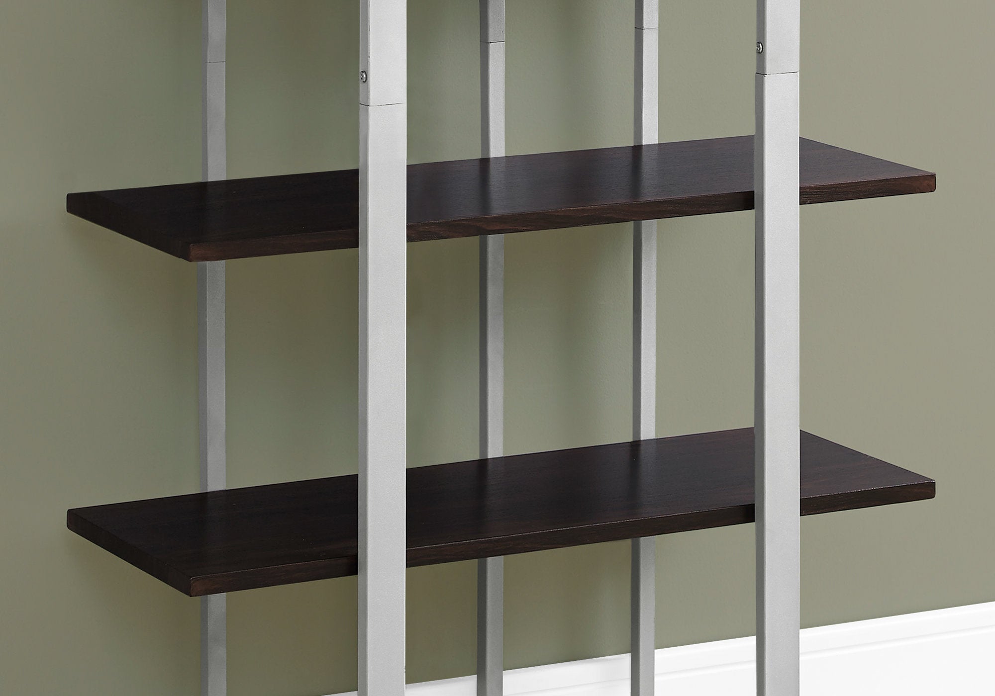 Étagère Industrielle 60" : Fini Espresso et Métal Argenté