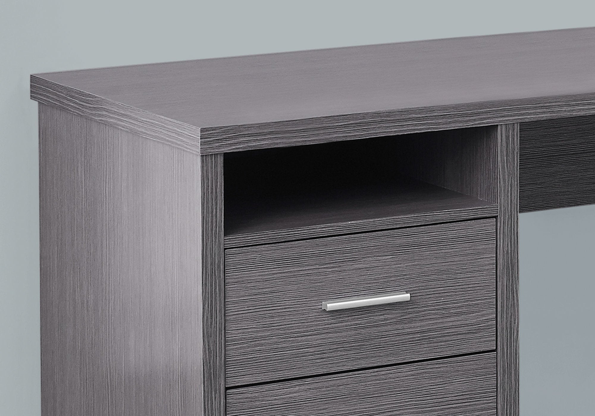 BUREAU D'ORDINATEUR - 80"L / GRIS ORIENTATION GAUCHE OU DROITE