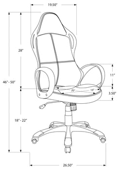 CHAISE DE BUREAU - NOIR / TISSU ROUGE / MULTI POSITIONS