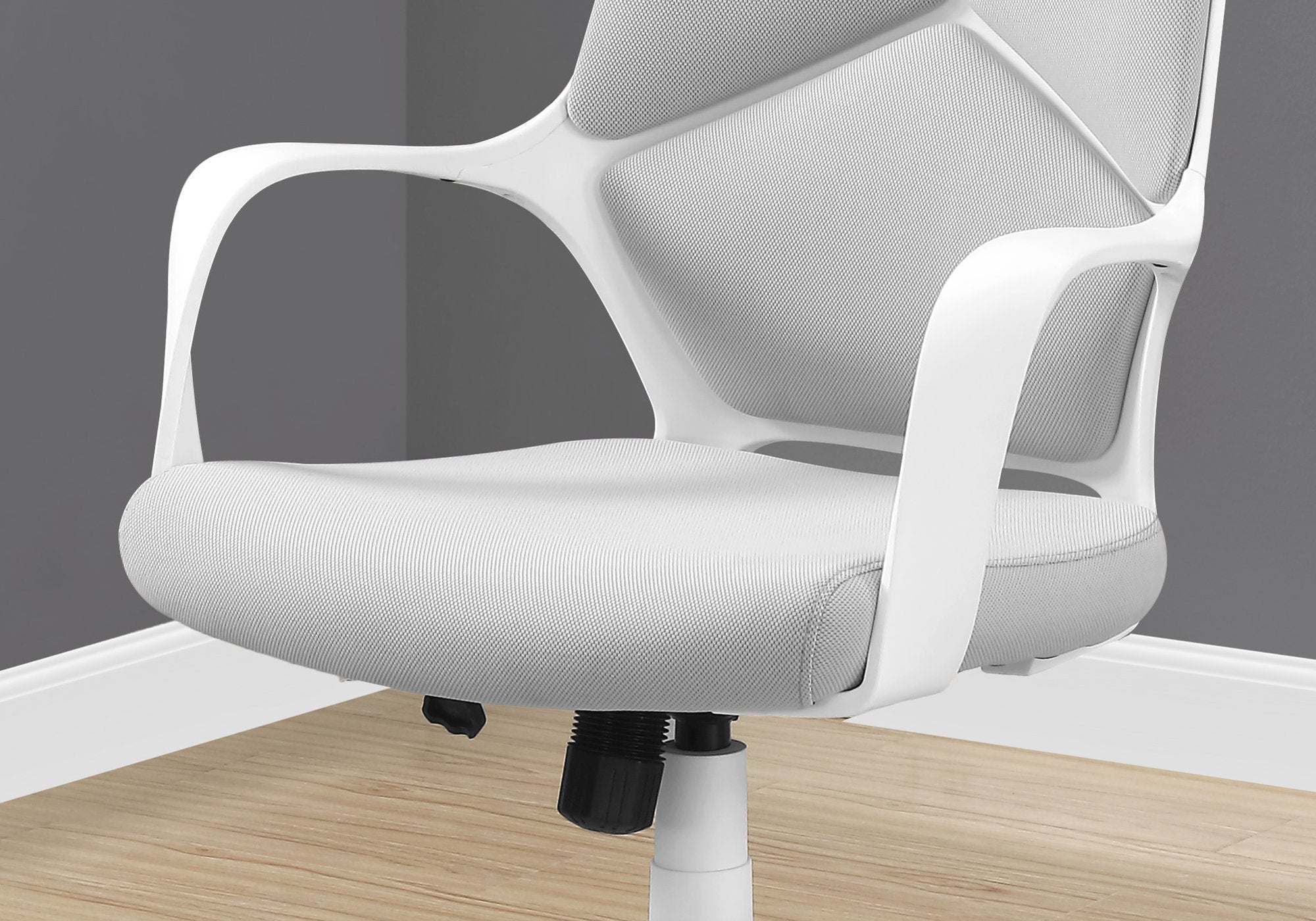 CHAISE DE BUREAU - BLANCHE / TISSU GRIS / DOSSIER HAUT EXECUTIVE