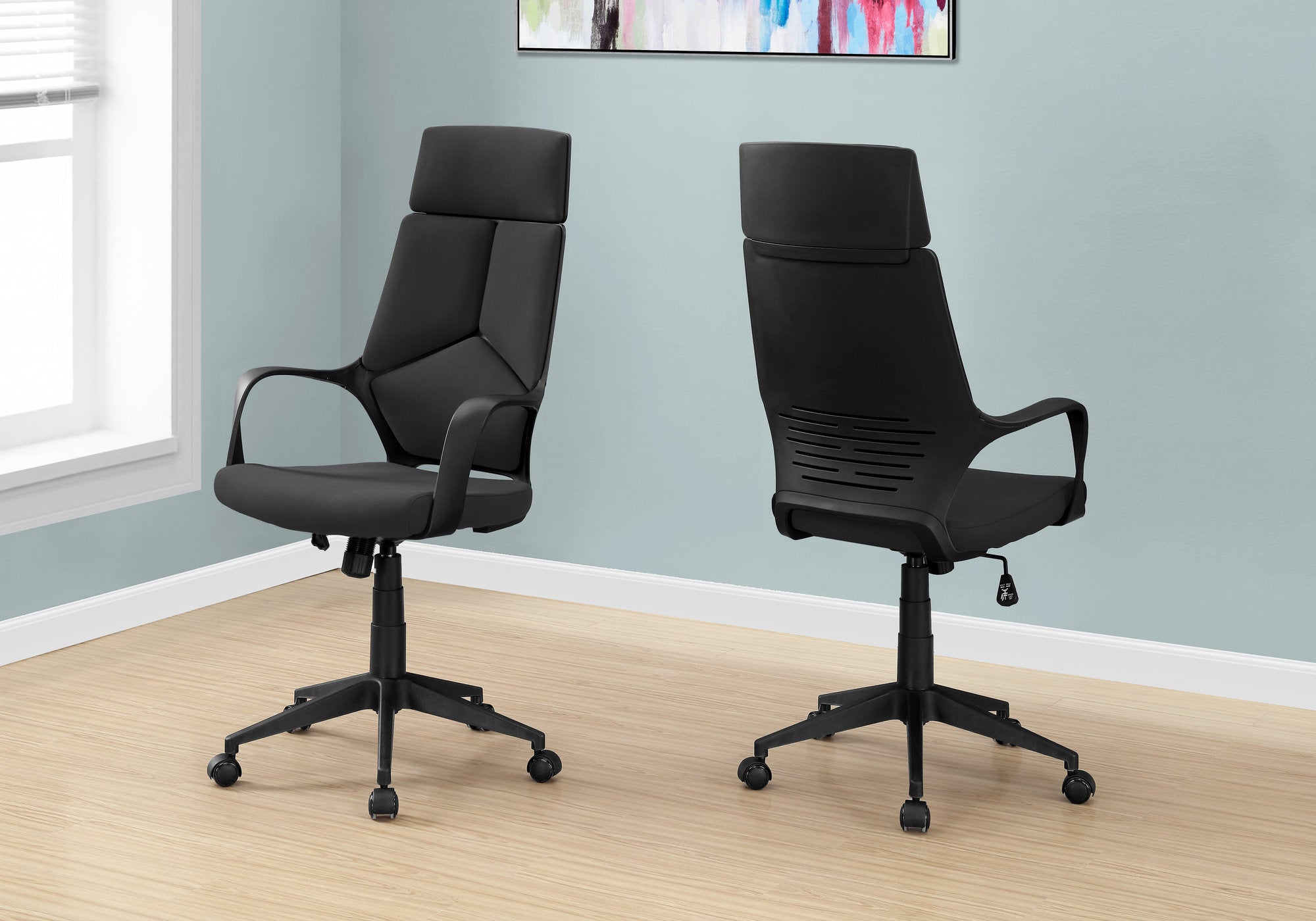 CHAISE DE BUREAU - NOIR / TISSU NOIR / DOSSIER HAUT EXECUTIVE