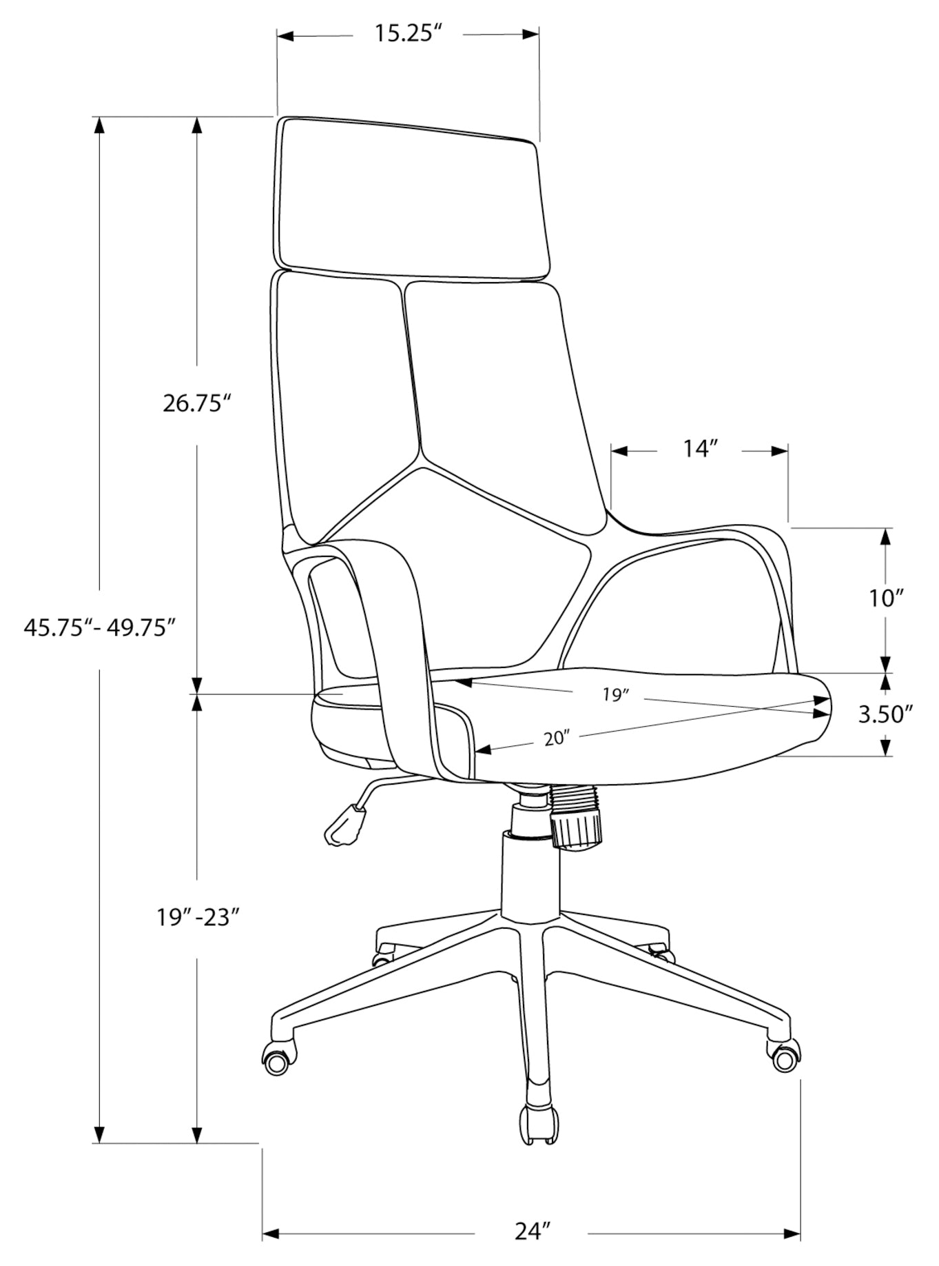 CHAISE DE BUREAU - NOIR / TISSU NOIR / DOSSIER HAUT EXECUTIVE