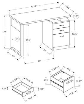 BUREAU D'ORDINATEUR - 48"L / GRIS-NOIR ORIENTATION GAUCHE OU DROITE 