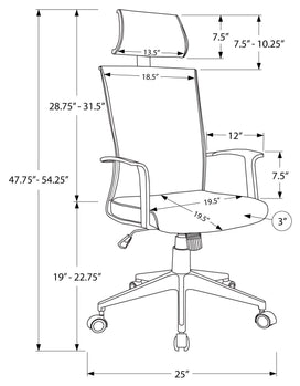 CHAISE DE BUREAU - NOIR / TISSU NOIR / DOSSIER HAUT EXECUTIVE