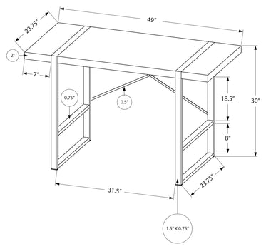 BUREAU D'ORDINATEUR - 48"L / BOIS DE RÉCUPÉRATION BRUN / MÉTAL NOIR 