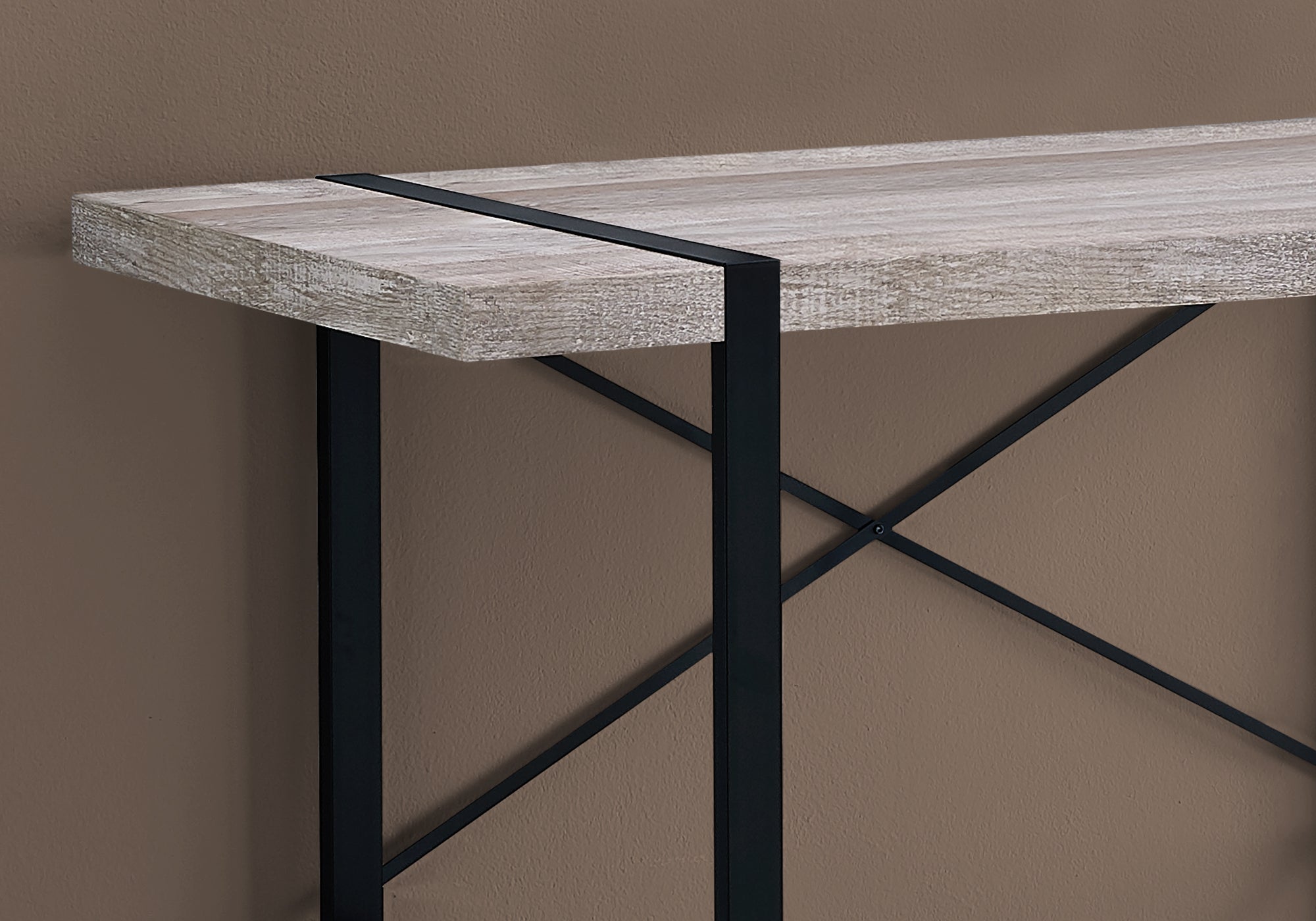 BUREAU D'ORDINATEUR - 48"L / BOIS DE RÉCUPÉRATION TAUPE / MÉTAL NOIR 