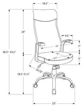 CHAISE DE BUREAU - BLANCHE / TISSU GRIS / MULTIPOSITIONS