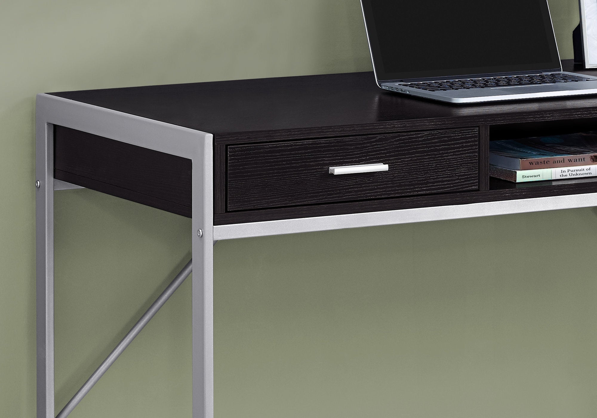 BUREAU D'ORDINATEUR - 48"L / ESPRESSO / METAL ARGENT