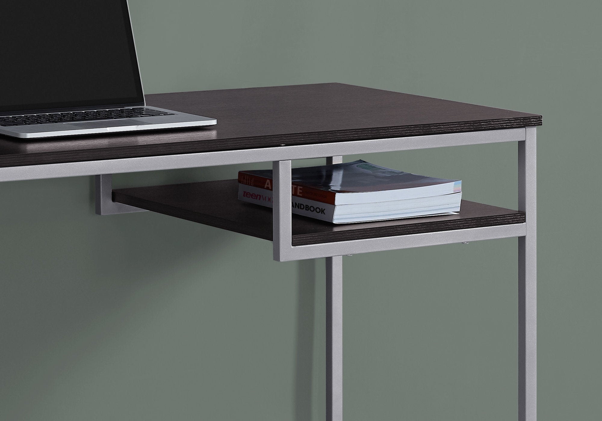 BUREAU D'ORDINATEUR - 48"L / ESPRESSO / METAL ARGENT