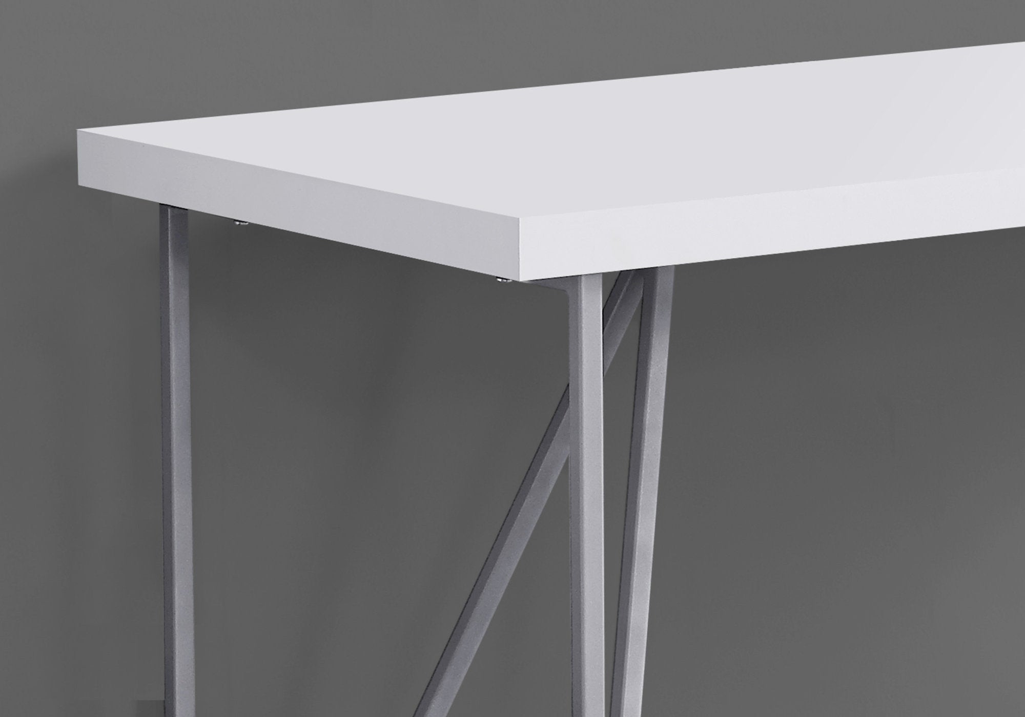 BUREAU D'ORDINATEUR - 48"L / BLANC / METAL ARGENT