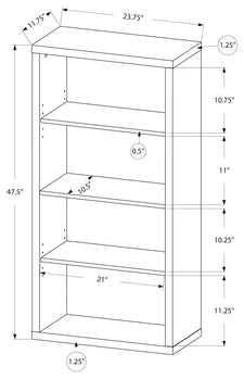 BIBLIOTHÈQUE - 48"H / ASPECT BOIS TAUPE / ÉTAGÈRES AJUSTABLES