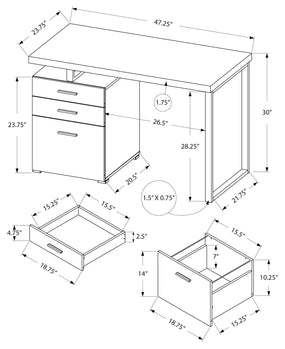 BUREAU D'ORDINATEUR - 48"L / BOIS DE RÉCUPÉRATION BRUN / MÉTAL NOIR 