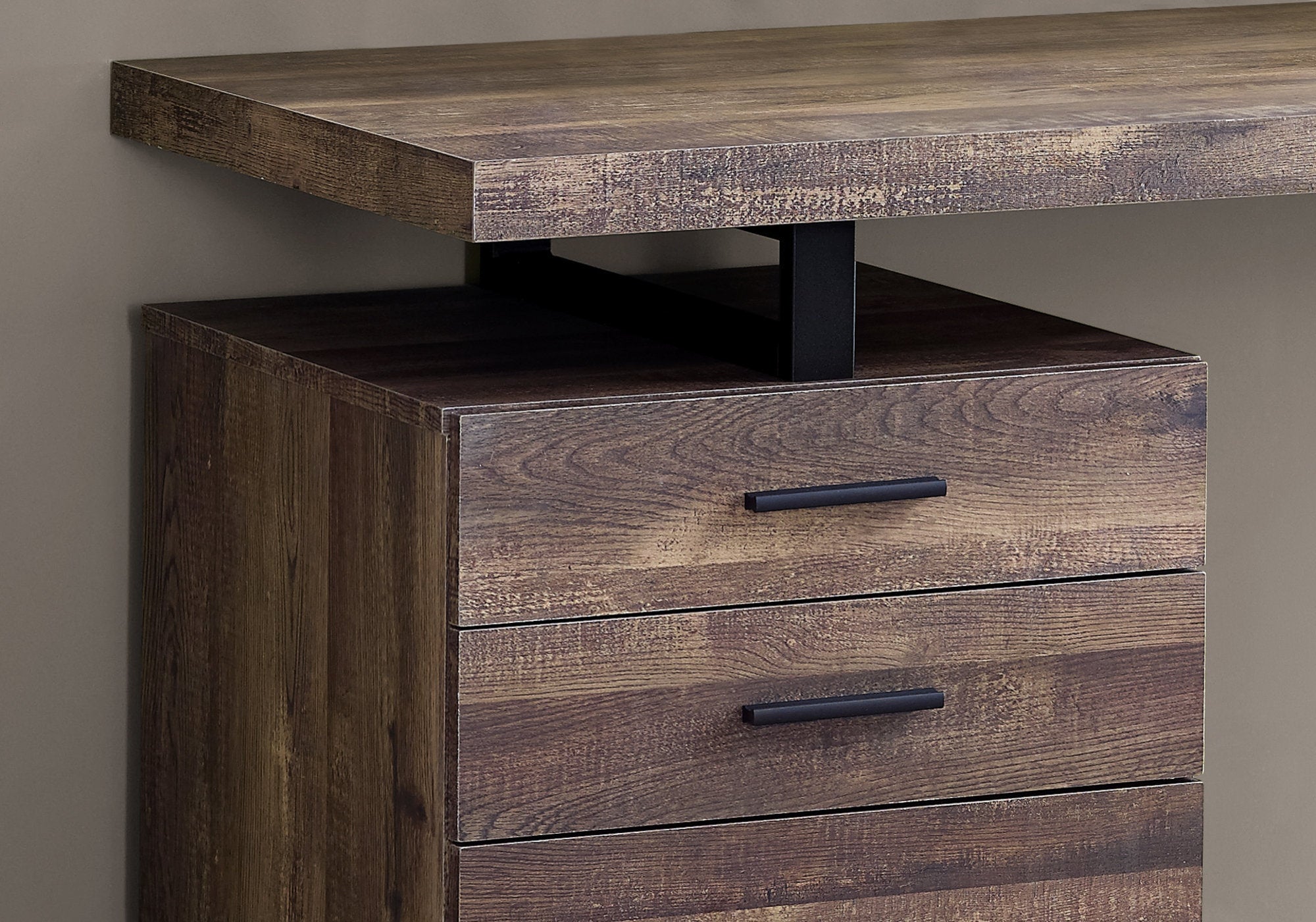 BUREAU D'ORDINATEUR - 48"L / BOIS DE RÉCUPÉRATION BRUN / MÉTAL NOIR 