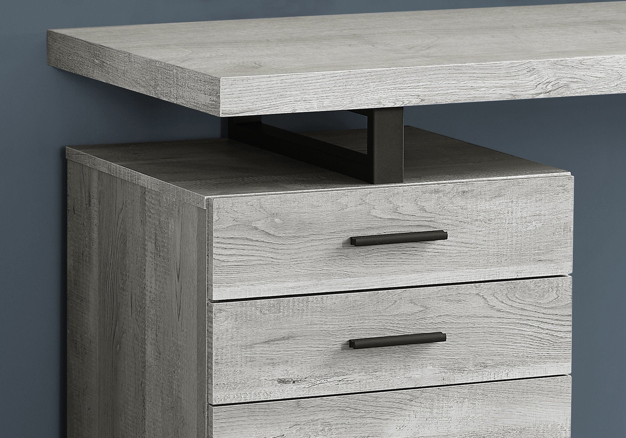 BUREAU D'ORDINATEUR - 48"L / BOIS DE RÉCUPÉRATION GRIS / MÉTAL NOIR