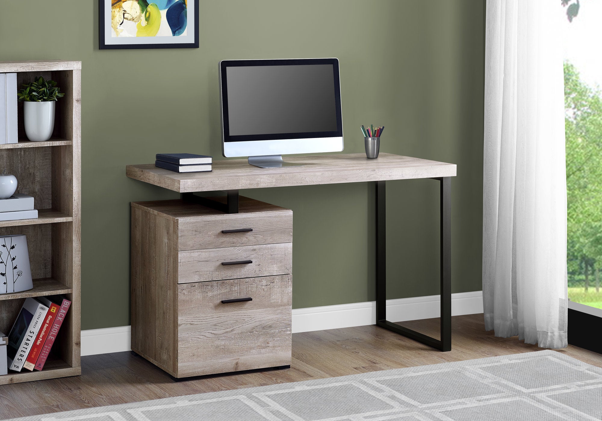 COMPUTER DESK - 48"L / TAUPE RECLAIMED WOOD / BLACK METAL