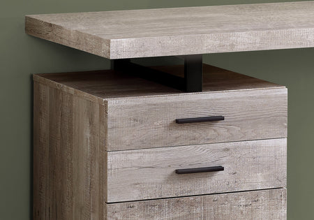 BUREAU D'ORDINATEUR - 48"L / BOIS DE RÉCUPÉRATION TAUPE / MÉTAL NOIR 