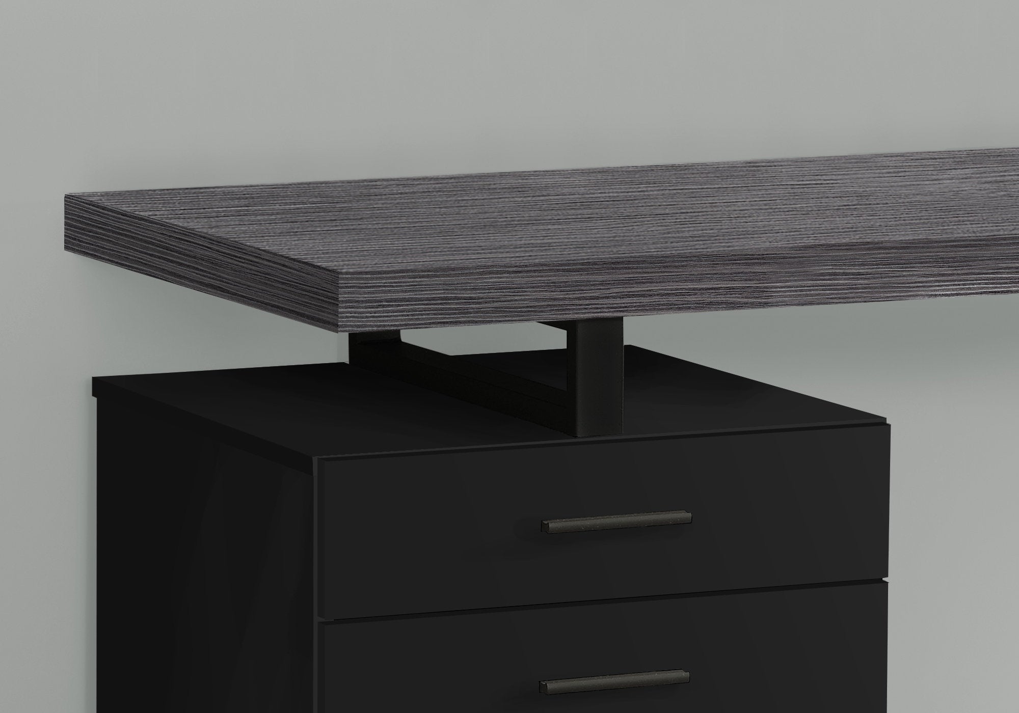 BUREAU D'ORDINATEUR - 48"L / NOIR / DESSUS GRIS ORIENTATION GAUCHE/DROITE