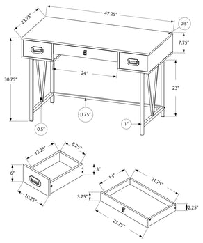 BUREAU D'ORDINATEUR - 48"L / BOIS DE RÉCUPÉRATION BRUN / MÉTAL NOIR 