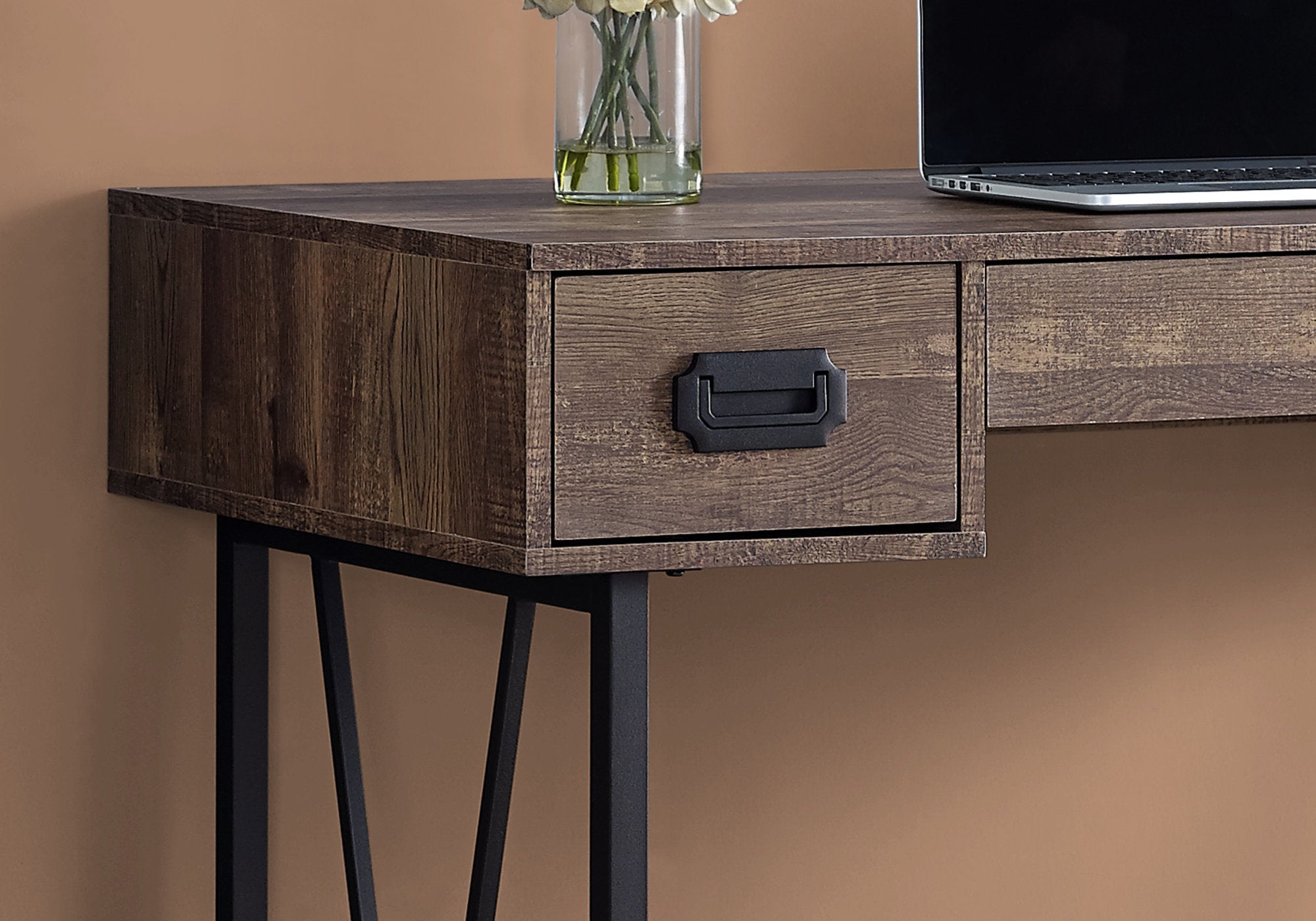 BUREAU D'ORDINATEUR - 48"L / BOIS DE RÉCUPÉRATION BRUN / MÉTAL NOIR