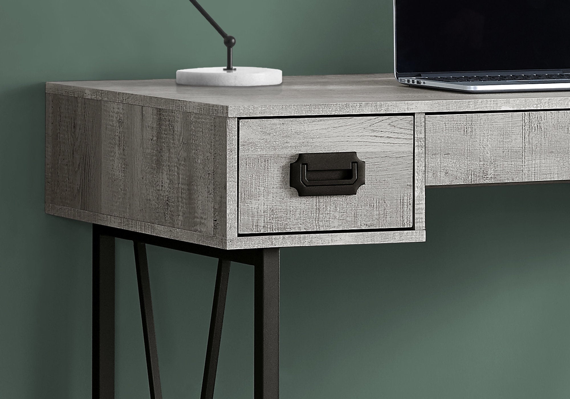 BUREAU D'ORDINATEUR - 48"L / BOIS DE RÉCUPÉRATION GRIS / MÉTAL NOIR