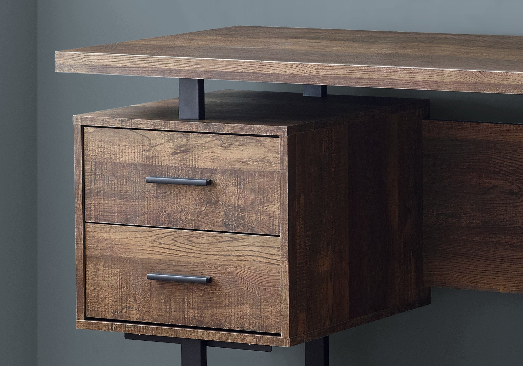 BUREAU D'ORDINATEUR - 60"L / BOIS DE RÉCUPÉRATION BRUN / MÉTAL NOIR