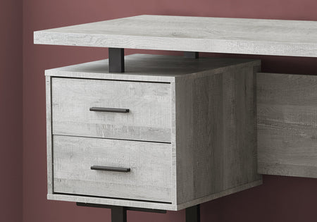 BUREAU D'ORDINATEUR - 60"L / BOIS DE RÉCUPÉRATION GRIS / MÉTAL NOIR 