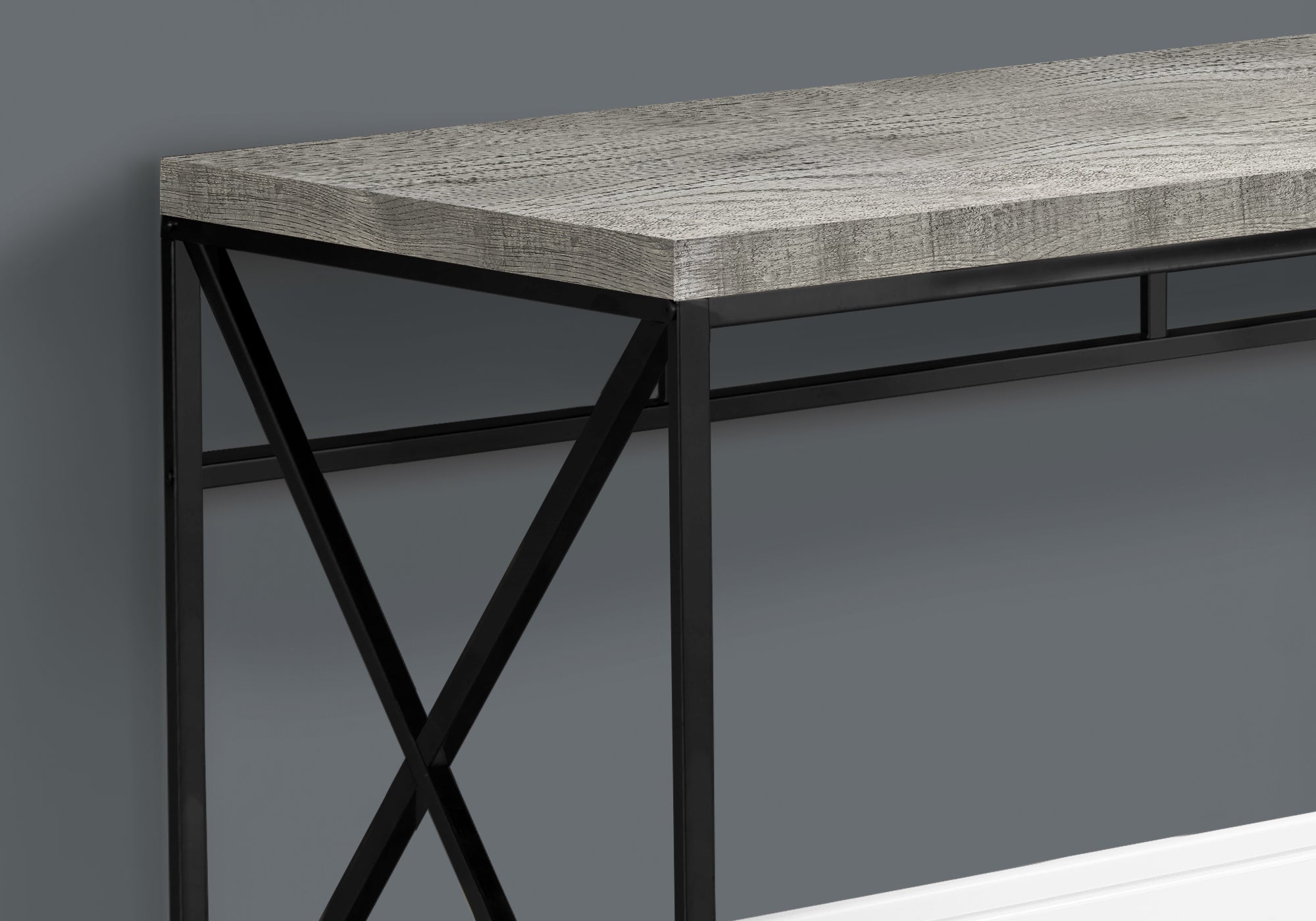 BUREAU D'ORDINATEUR - 48"L / BOIS DE RÉCUPÉRATION GRIS / MÉTAL NOIR