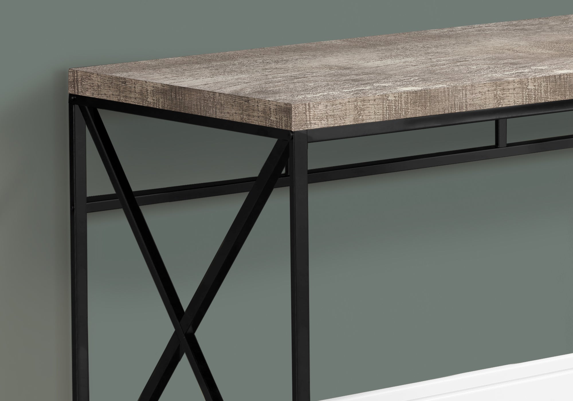 BUREAU D'ORDINATEUR - 48"L / BOIS DE RÉCUPÉRATION TAUPE / MÉTAL NOIR 