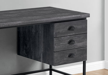 BUREAU D'ORDINATEUR - 55"L / BOIS RÉCUPÉRÉ NOIR / MÉTAL NOIR 