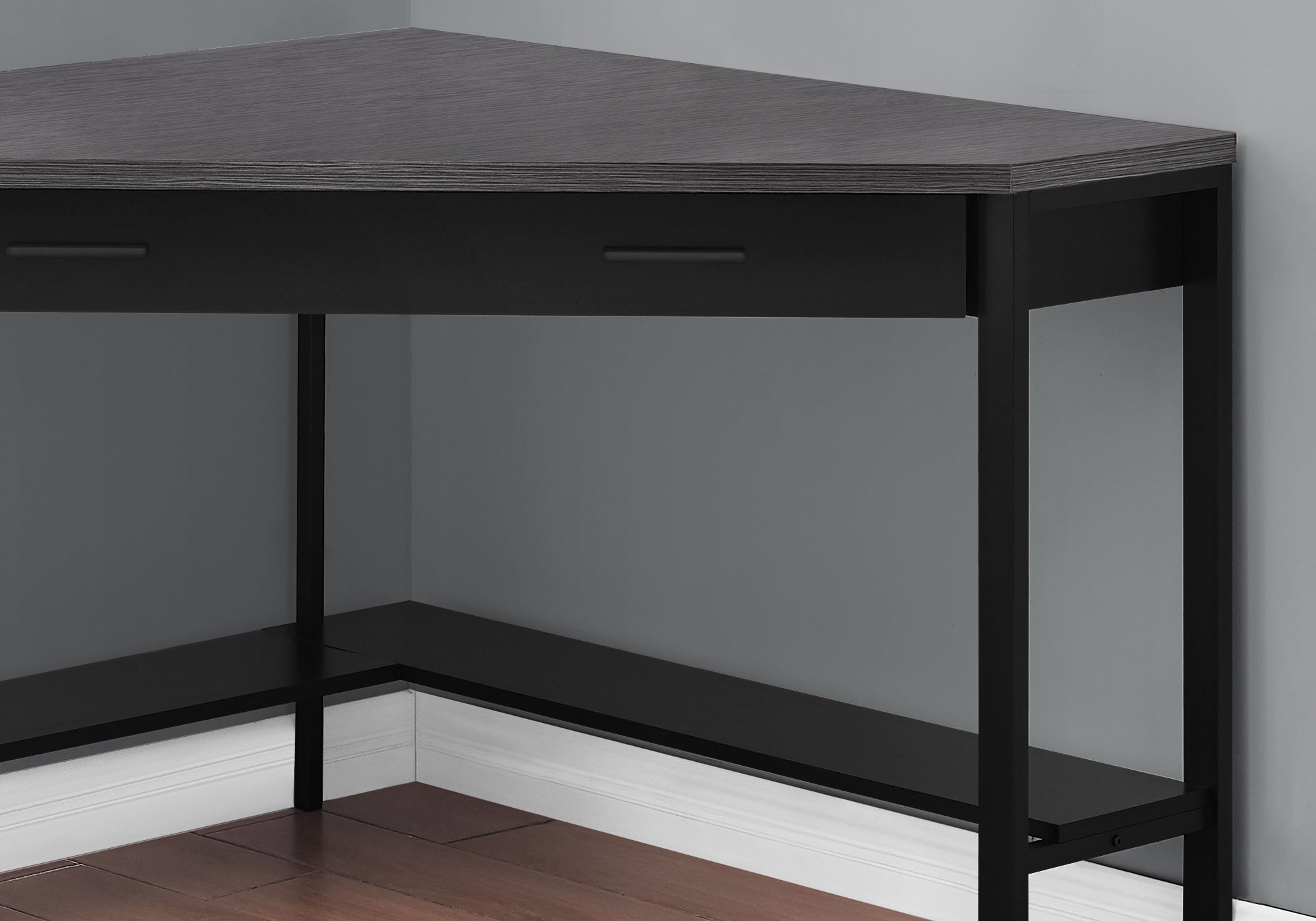 BUREAU D'ORDINATEUR - 42"L / NOIR / COIN SUPÉRIEUR GRIS / NOIR