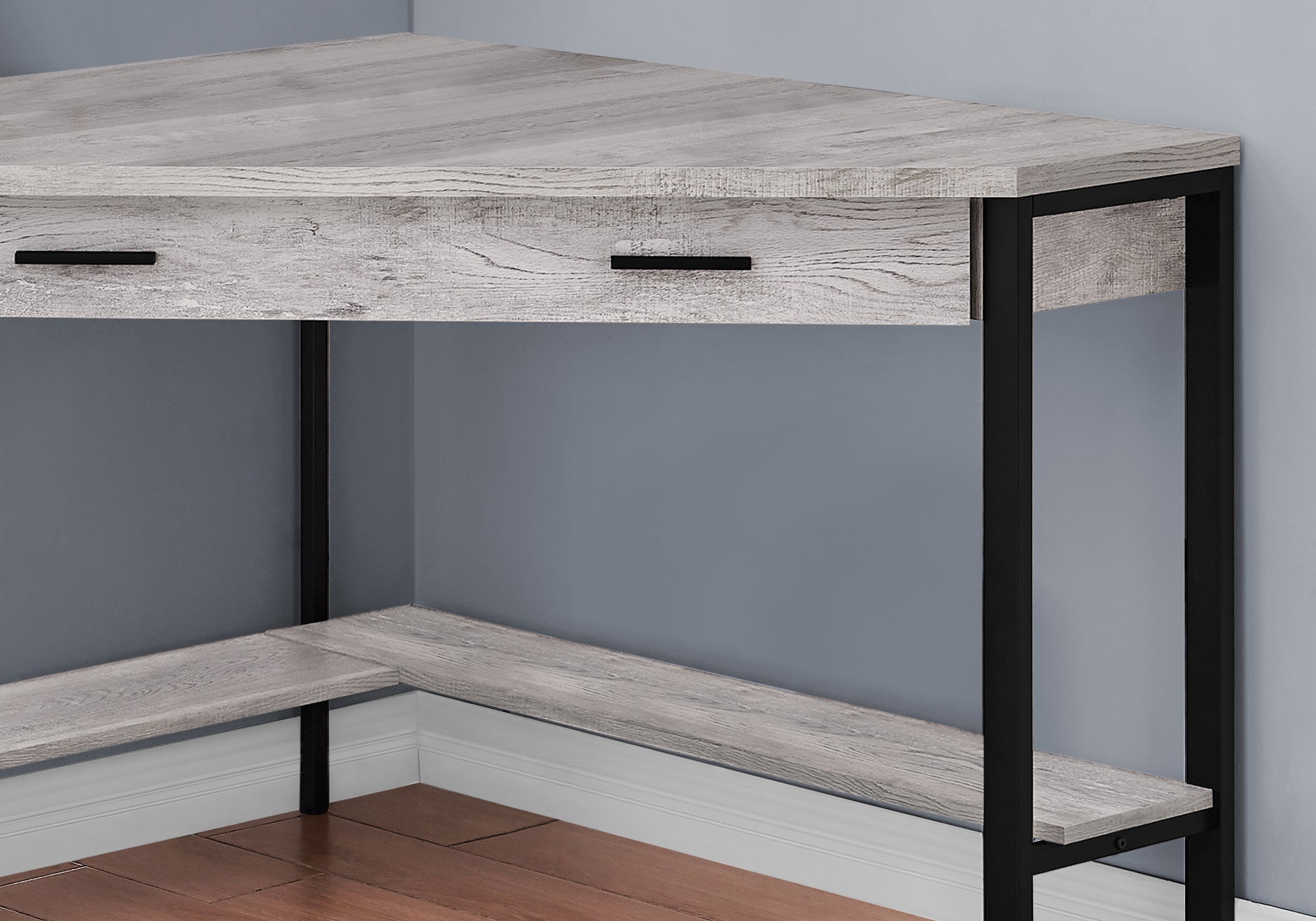 BUREAU D'ORDINATEUR - 42"L / COIN DE BOIS DE RÉCUPÉRATION GRIS