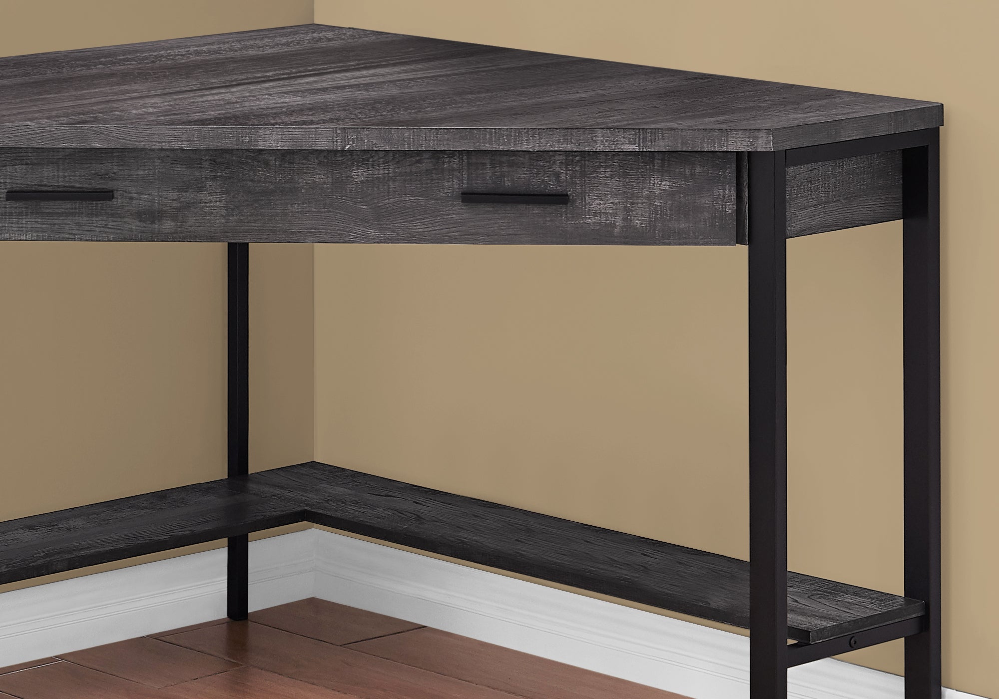 BUREAU D'ORDINATEUR - 42"L / COIN BOIS RÉCUPÉRÉ NOIR