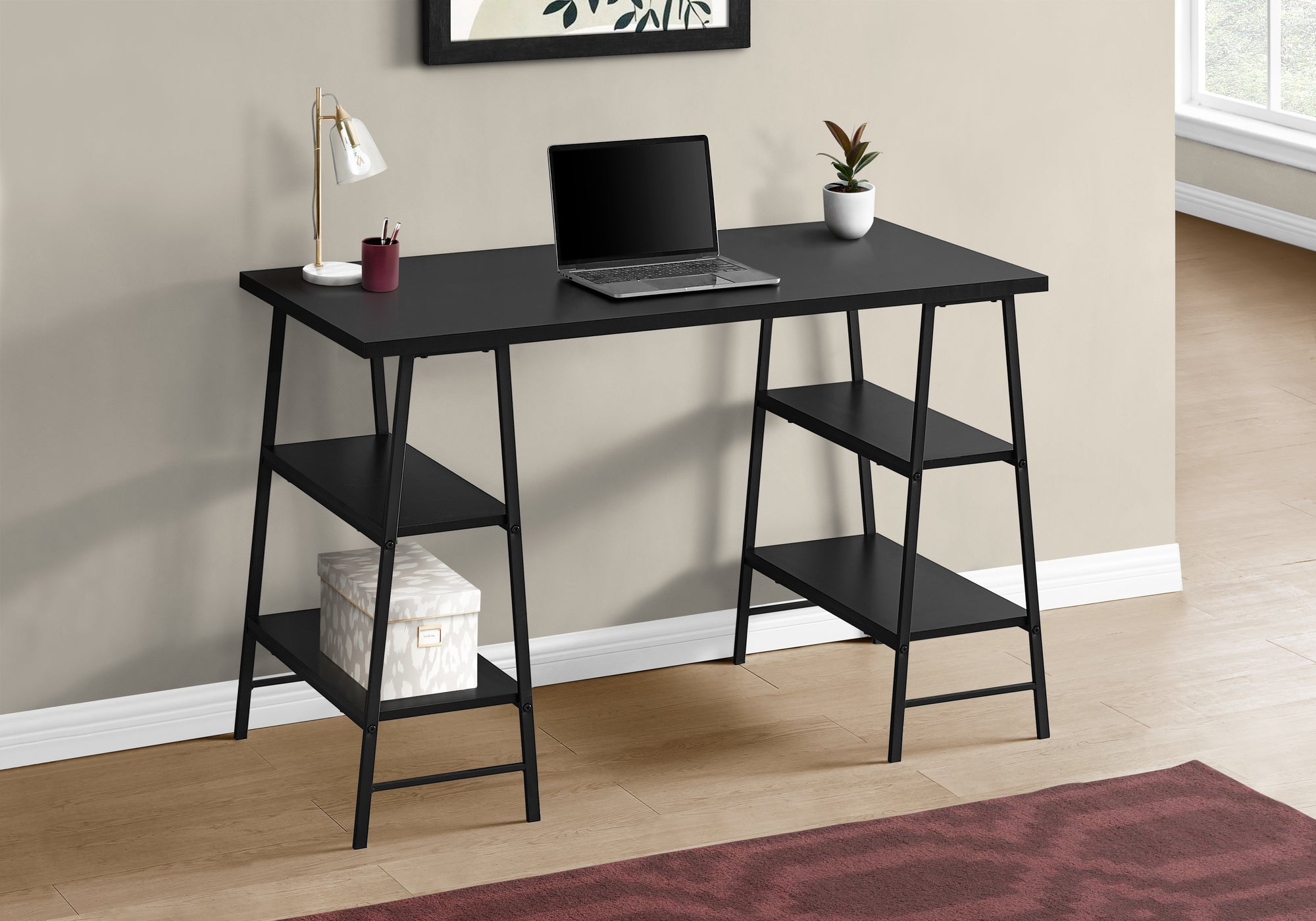 BUREAU D'ORDINATEUR - 48"L / NOIR / MÉTAL NOIR