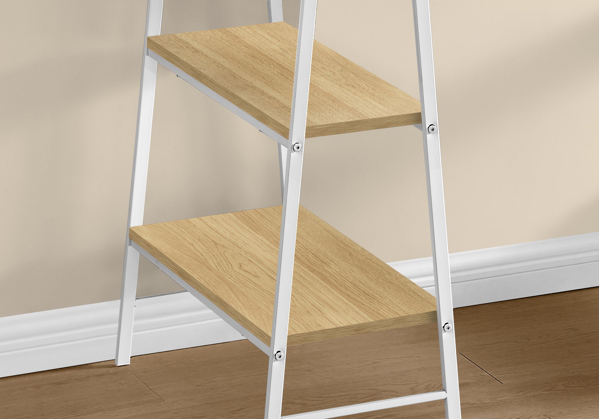 BUREAU D'ORDINATEUR - 48"L / NATUREL / MÉTAL BLANC