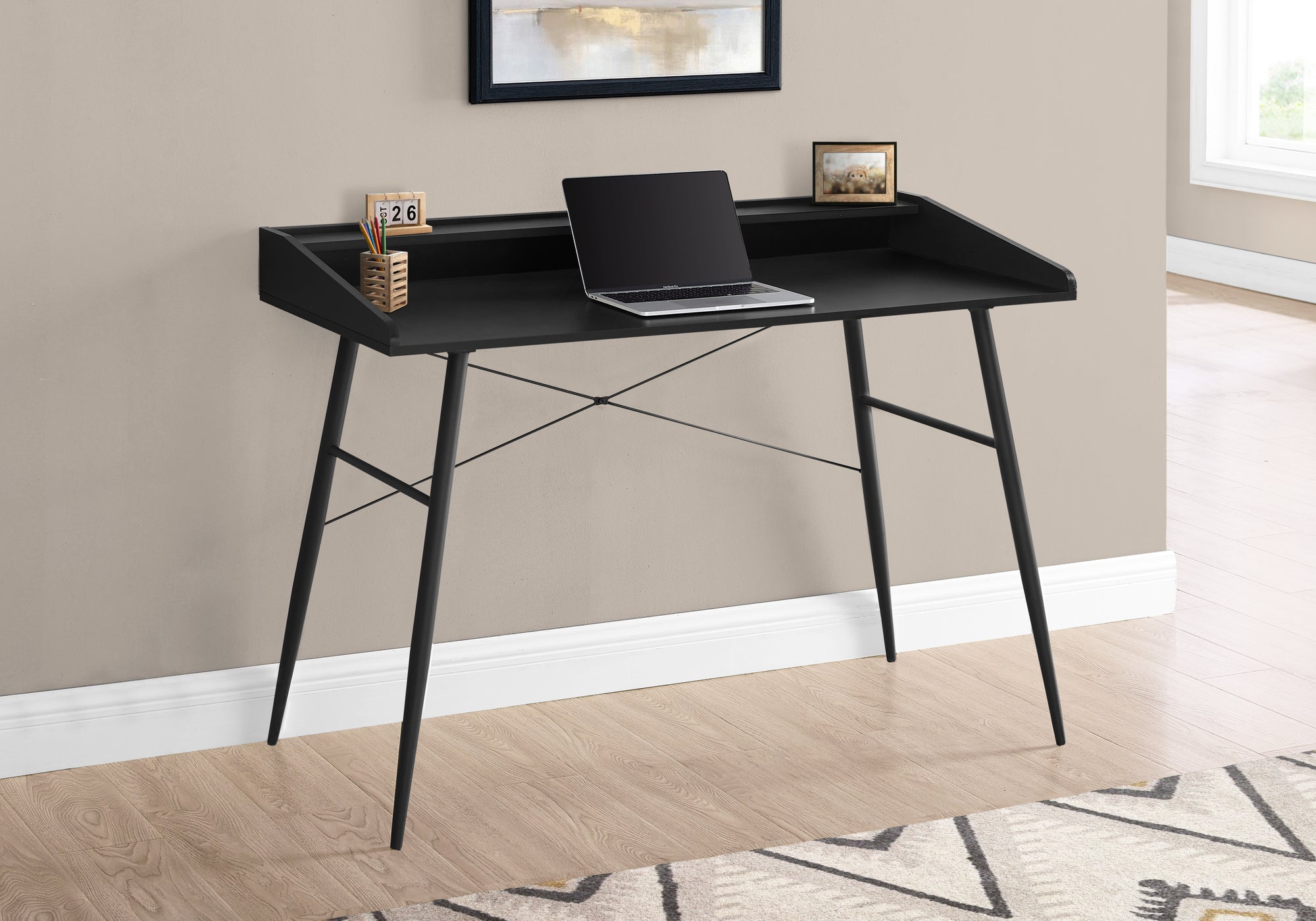 BUREAU D'ORDINATEUR - 48"L / NOIR / MÉTAL NOIR