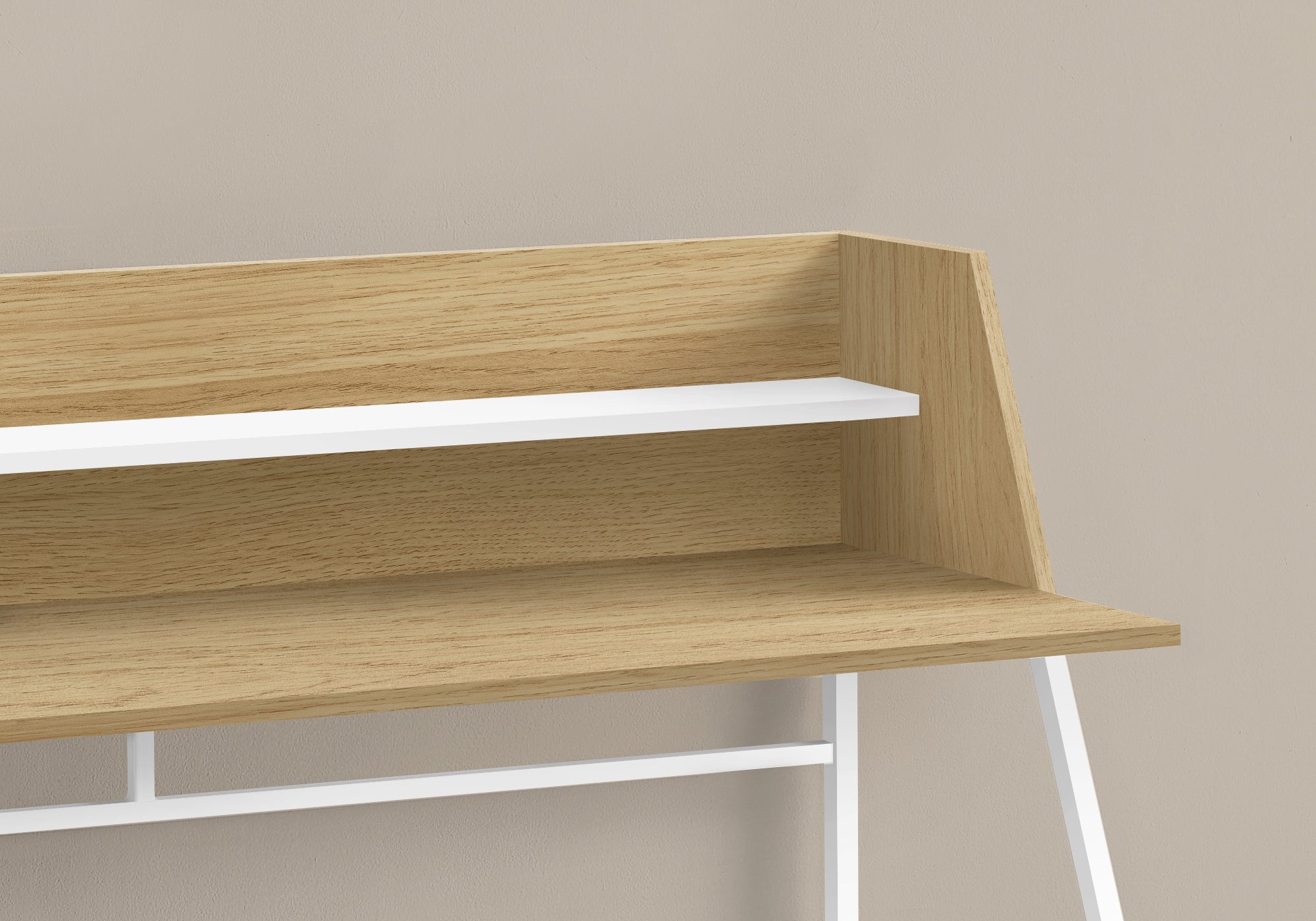 BUREAU D'ORDINATEUR - 48"L / NATUREL / MÉTAL BLANC