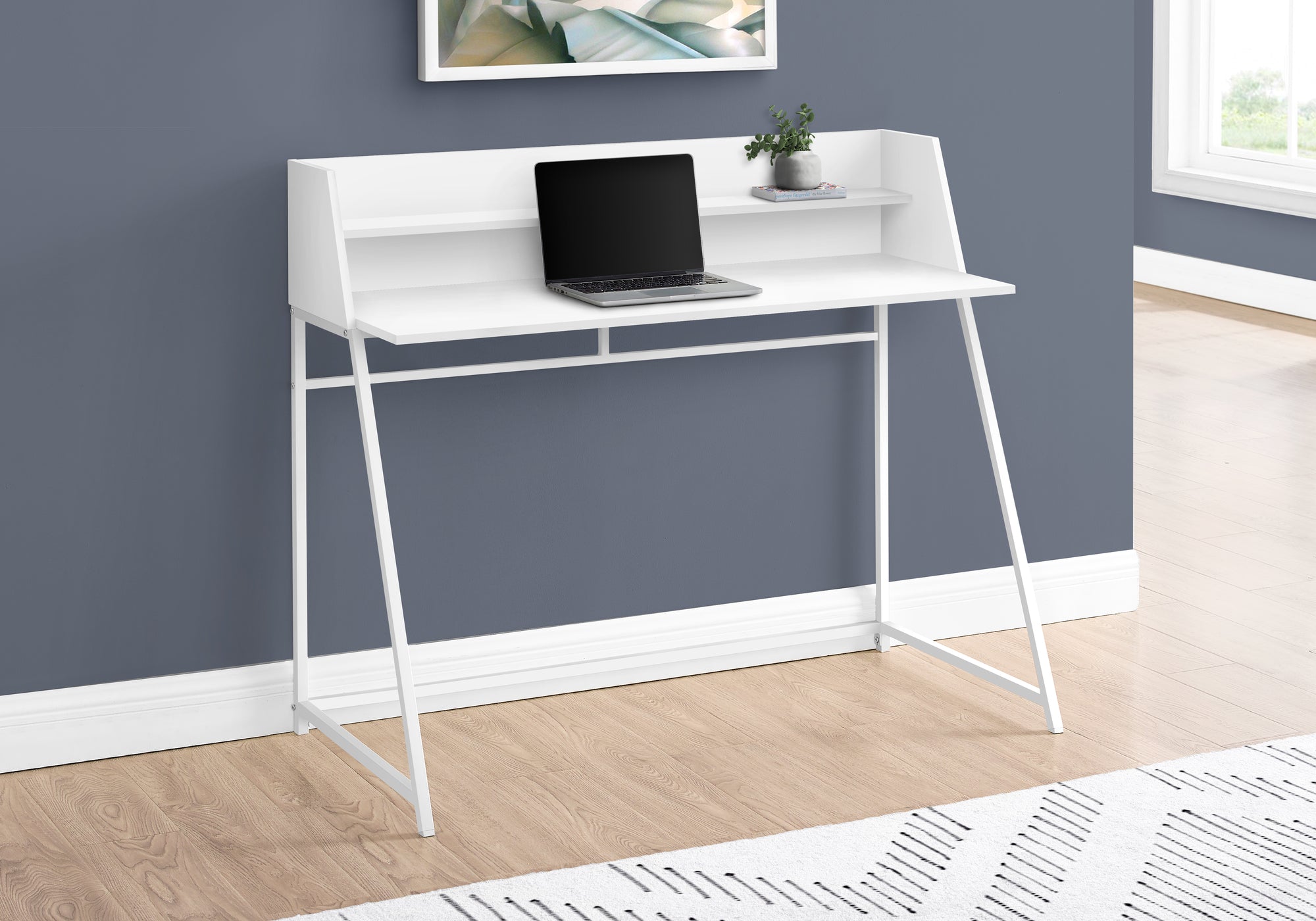 BUREAU D'ORDINATEUR - 48"L / BLANC / MÉTAL BLANC