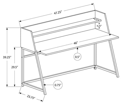 BUREAU D'ORDINATEUR - 48"L / SIMILI PIERRE GRIS / METAL NOIR 