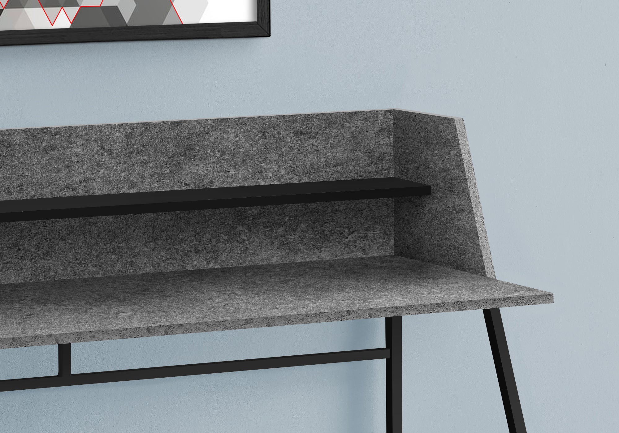 BUREAU D'ORDINATEUR - 48"L / SIMILI PIERRE GRIS / METAL NOIR
