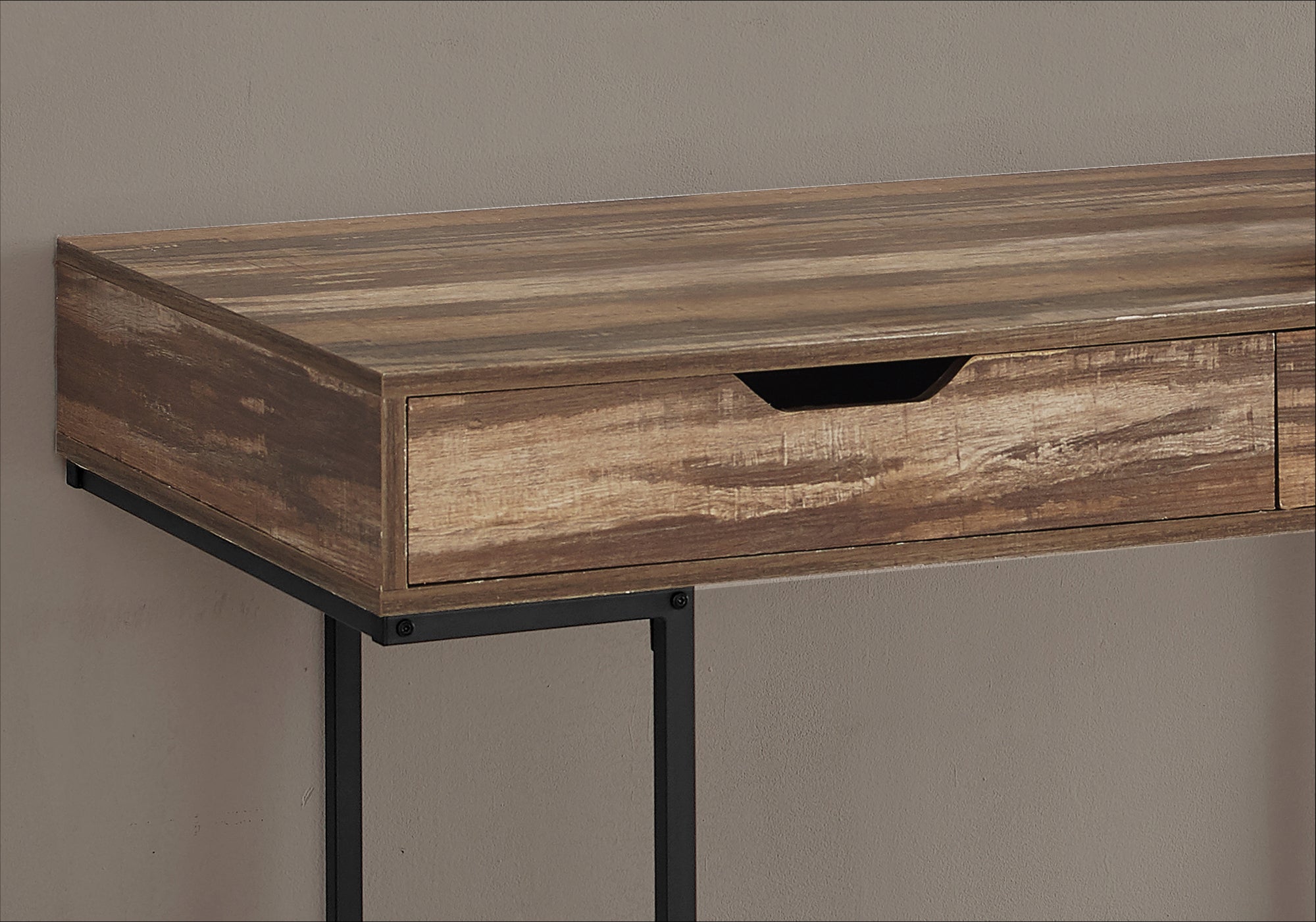 BUREAU D'ORDINATEUR - 48"L / BOIS DE RÉCUPÉRATION BRUN / MÉTAL NOIR