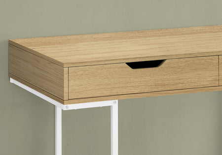 BUREAU D'ORDINATEUR - 48"L / NATUREL / MÉTAL BLANC 