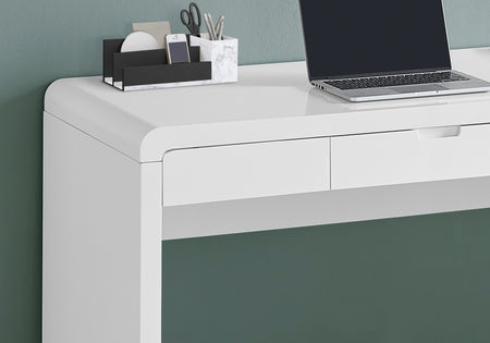 BUREAU D'ORDINATEUR - 48"L / BLANC LUSTRÉ / TIROIR DE RANGEMENT 