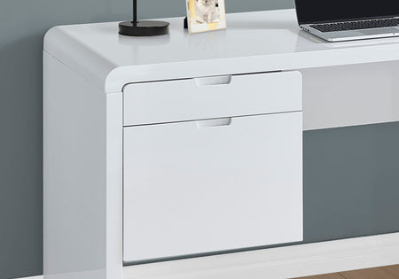 BUREAU D'ORDINATEUR - 60"L / TIROIR GAUCHE FACE BLANC BRILLANT 