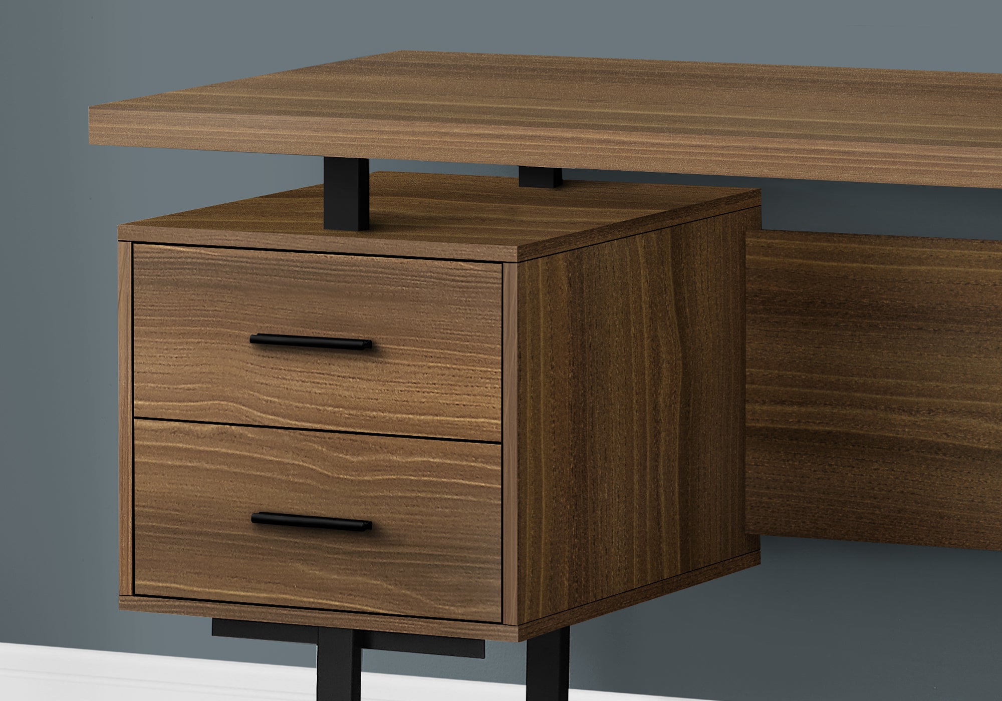 BUREAU D'ORDINATEUR - 60"L / NOYER / METAL NOIR