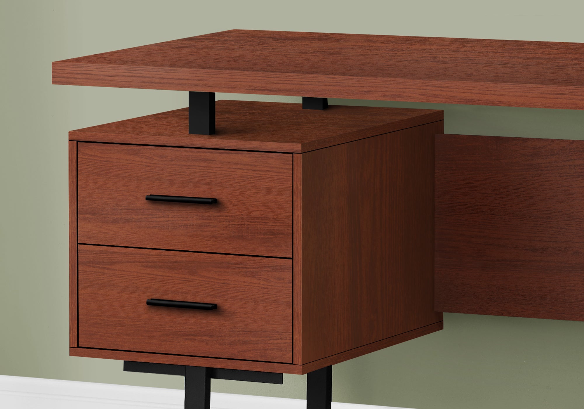 BUREAU D'ORDINATEUR - 60"L / CERISE / METAL NOIR
