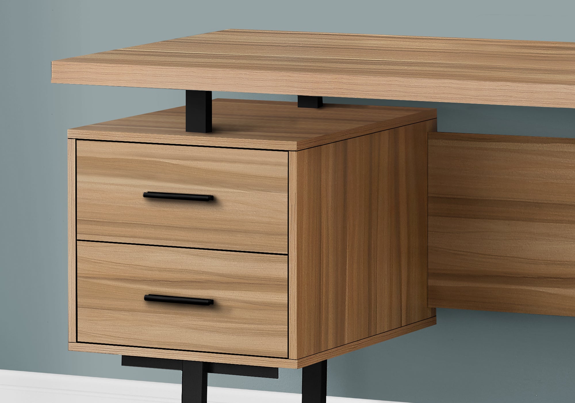 BUREAU D'ORDINATEUR - 60"L / BOIS DE RÉCUPÉRATION LÉGER / MÉTAL NOIR