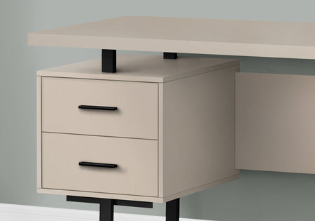 BUREAU D'ORDINATEUR - 60"L / TAUPE MODERNE / METAL NOIR 