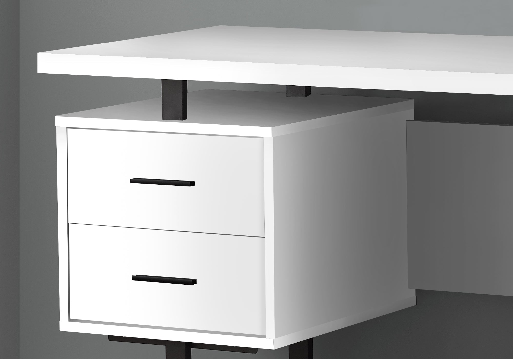 BUREAU D'ORDINATEUR - 60"L / BLANC / METAL NOIR