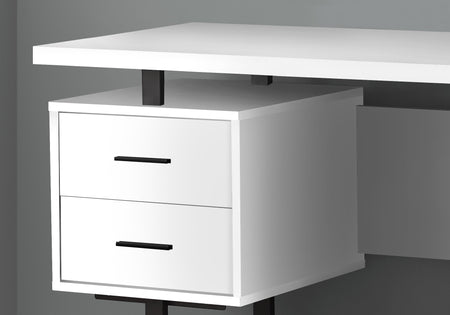 BUREAU D'ORDINATEUR - 60"L / BLANC / METAL NOIR 