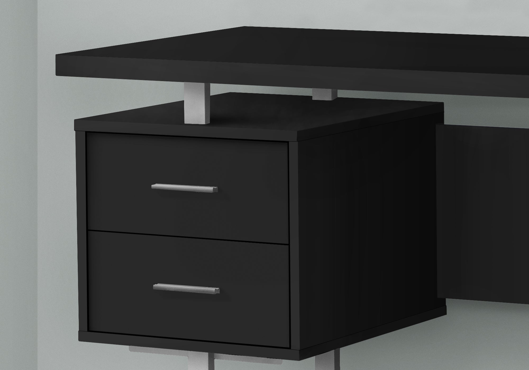 BUREAU D'ORDINATEUR - 60"L / NOIR / METAL ARGENT
